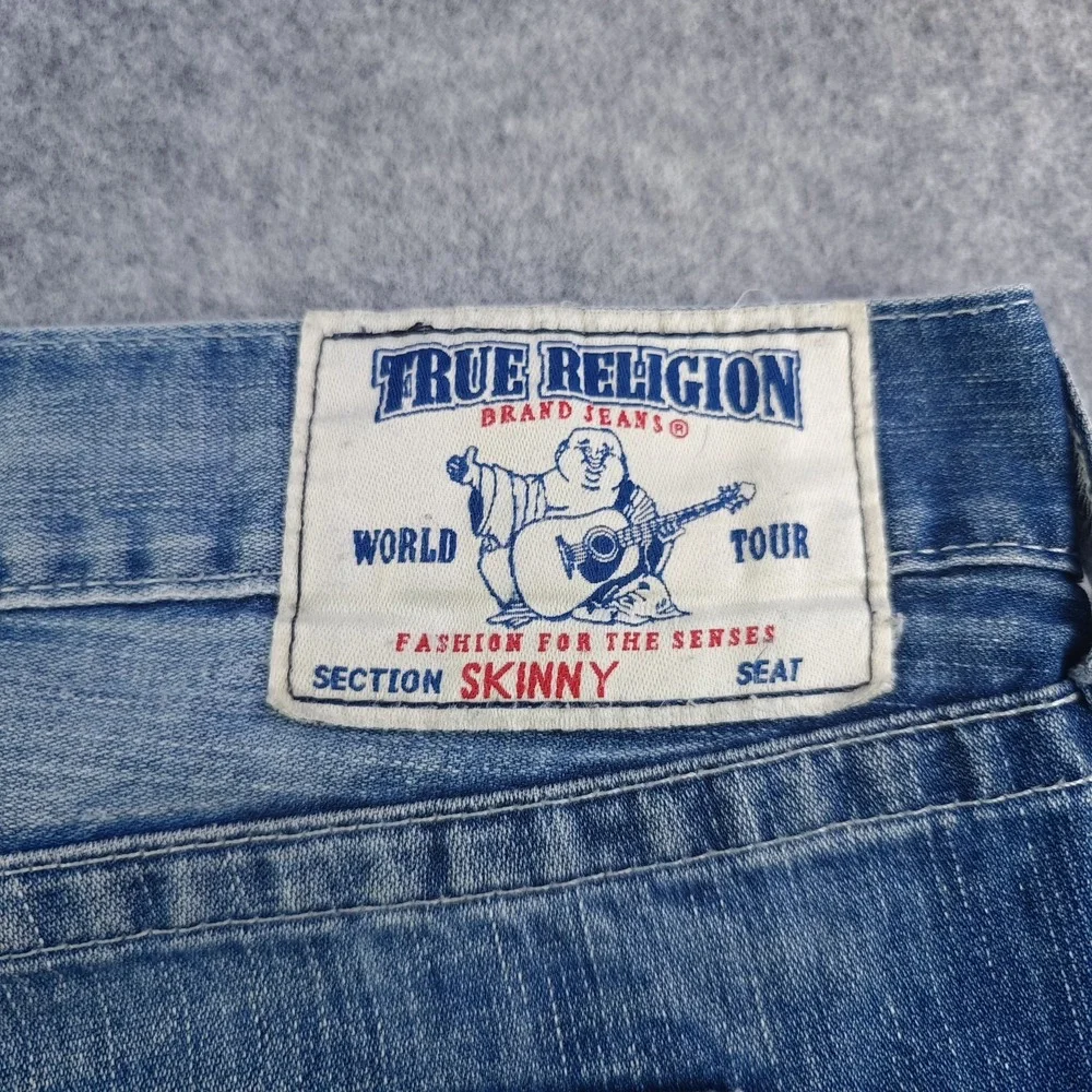 True Religion Jeans Mens 46 Blue Denim Skinny 46x33 Light‎ Wash 100% Cotton